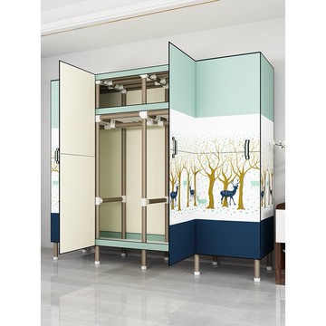 【熱賣 品質保障】新店開張 布衣櫃 摺疊衣櫃 簡易免安裝 出租屋衣櫃 衣櫃簡易布衣櫃全鋼鋼管加厚加粗出租房組裝臥室家