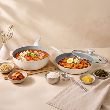 (韓國製造)【康寧餐具WORLD KITCHEN】Mellow鑄造不沾30cm雙鍋組(平煎鍋+深炒鍋)