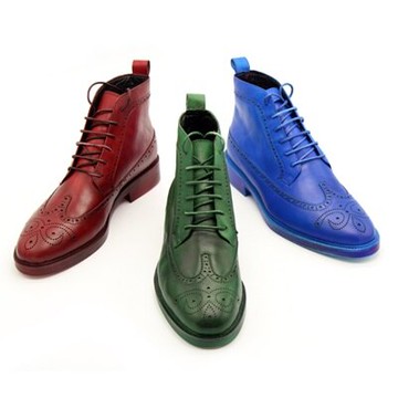 中筒靴真皮雕花繫帶靴子-手塗艷色巴洛克時尚男鞋3色73kv47【獨家進口】【米蘭精品】