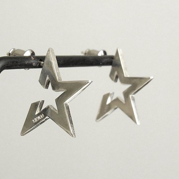 星形圈形耳環 / silver 047