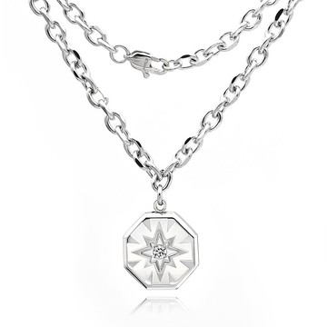 客製刻字:: DISSOLVE芒星系列 鋯石圓牌項鏈 客制化