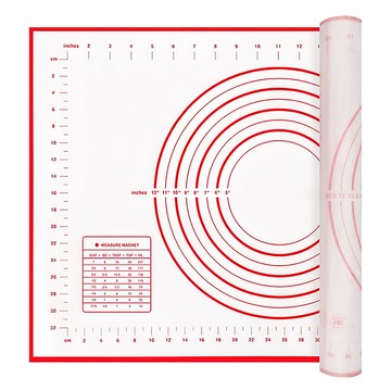 卡特屋 矽膠揉麵墊  食品級矽膠  耐熱-40°C~230°C  0.4mm厚  紅/白色  60 x 60cm  1個