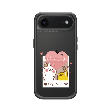iPhone Air Mod NX -邊框背蓋組合 (相機按鈕) 黑 - 懶散兔與啾先生 Lazy Rabbit and Mr.Chu - Send heart