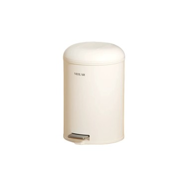 垃圾桶 10L 腳踏垃圾桶 奶油白圓形垃圾桶 腳踩家用桶 臥室客房垃圾桶 有蓋垃圾桶 居家垃圾桶 無尖角垃圾桶