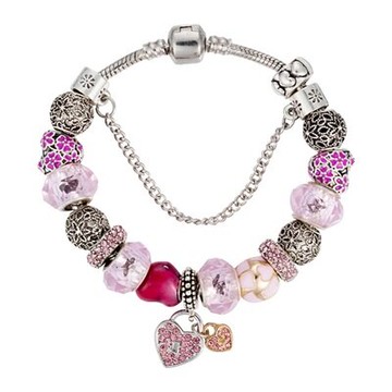 串珠手鍊 手環-水晶飾品鑲鑽愛心時尚甜美情人節生日禮物女配件73kc48【獨家進口】【米蘭精品】