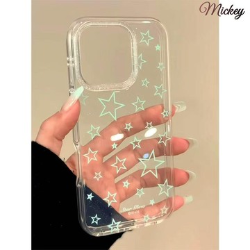 ins可愛透明底滿屏星星適用蘋果16/15/14pro手機殼12/11創意xr/xs