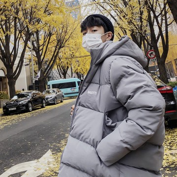 FINDSENSE品牌 秋冬季 新款 韓國 嘻哈純色 個性 長袖 運動中長款 寬鬆顯瘦 連帽棉衣 外套  時尚 潮流上衣