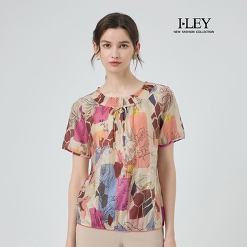 ILEY伊蕾 萊賽爾夏日繽紛印花上衣(杏；M-XL)