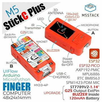 M5 StickC PLUS ESP32物聯網開發板 新款 圖形化編程套件IoTB0321