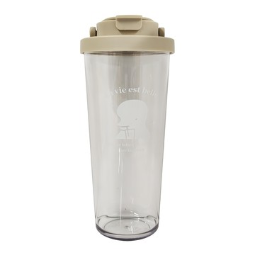 木木家居 海洋系列 隱藏吸管杯 880ml 杯身Tritan 杯蓋PP  奶茶色  1盒