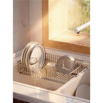 304不銹鋼廚房水槽上方碗碟瀝水架過濾網洗碗池洗菜盆伸縮碗盤架