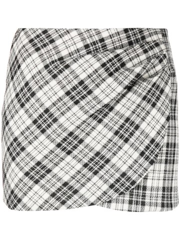 Alessandra Rich - high-waisted check-pattern skirt - women - Viscose/Wool - 42 - Black