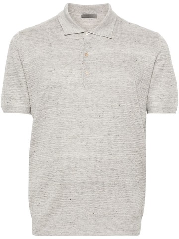 Corneliani - speckle-knit polo shirt - men - Silk/Linen/Flax - 50 - Grey