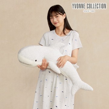 YVONNE 以旺傢飾 鯊魚彎型抱枕-銀白灰