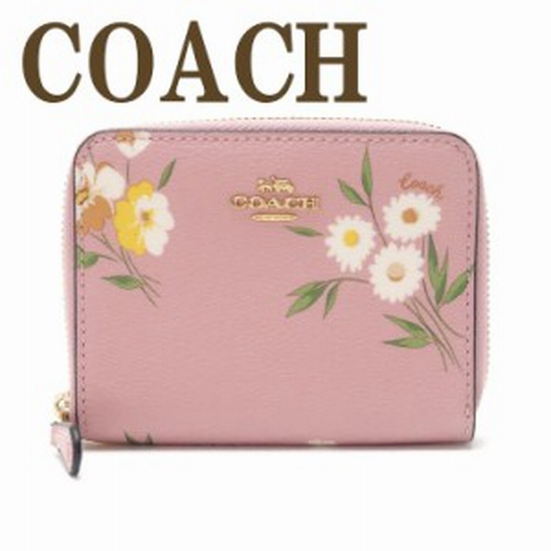 コーチ COACH 2つ折り財布 ピンク 花柄 エナメルcm表記 - 折り財布