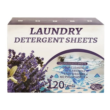 REQIR 酵素濃縮洗衣泡泡紙 薰衣草香 無磷環保中性洗衣精 PH6.8 120片/盒  1盒