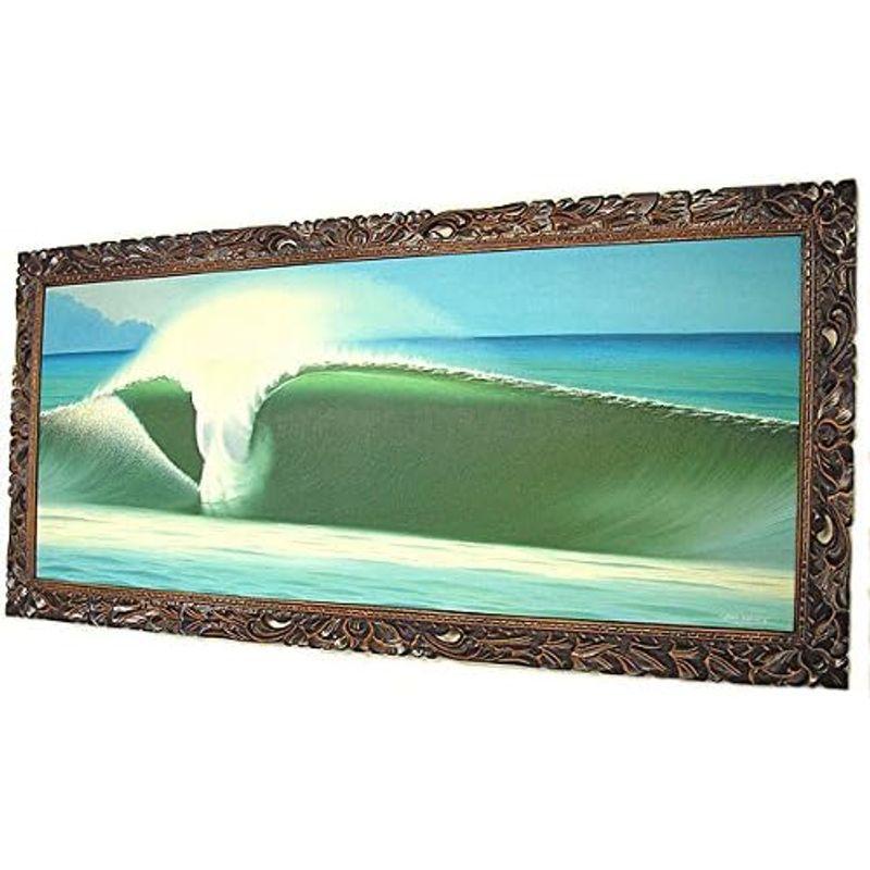 バリアート絵画 特大 横 Big Wave Windy Special Order作品 額横約134cmx縦63cm アジアン雑貨