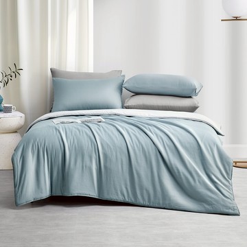 J-bedtime 床寢時光 高質感素色石墨烯x天絲被套床包枕套組-單人-湖水藍-spm7667-s-h  1入  床包、枕套