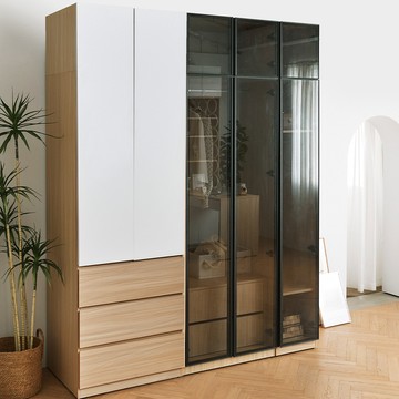 Milky高被櫥黑玻衣櫃組240公分-下三抽組合 完美主義【X0228-A3】