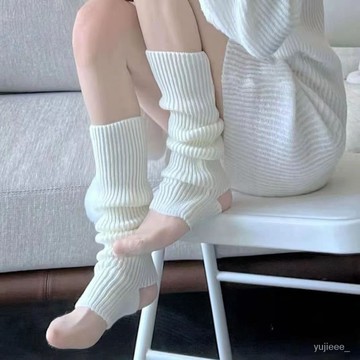 🔥闆娘精選🔥針織jk襪套襪子女白色長筒襪小腿襪瑜伽鞦鼕保暖腿套lolita堆堆襪 QARW