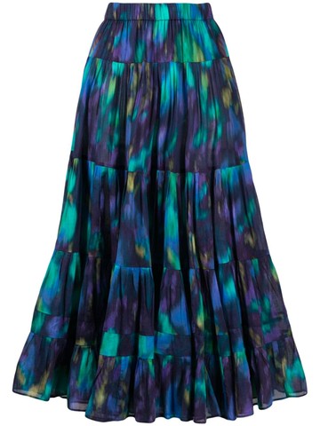 MARANT ÉTOILE - Elfa tiered midi skirt - women - Cotton - 38 - Blue