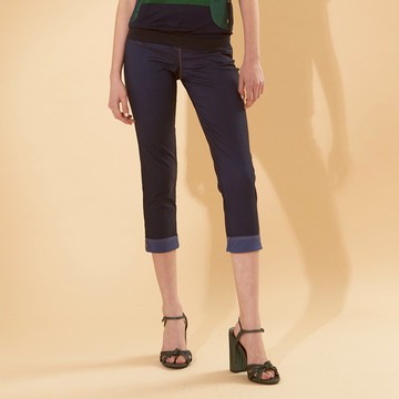 CLL巧玲瓏 仿丹寧反褶造型七分褲 2222007