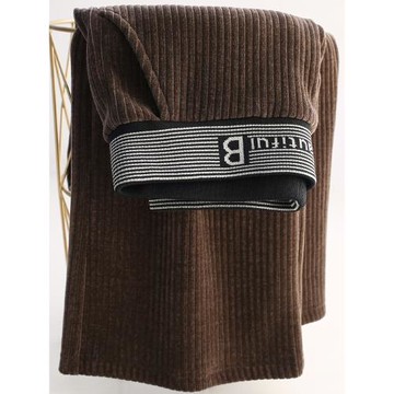 (免運)雪尼爾闊腿褲女秋冬季加絨加厚高腰大碼褲子胖mm顯瘦松緊腰直筒褲