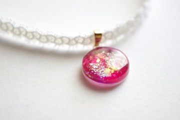 樹脂藝術 方形吊墜・夜色深處