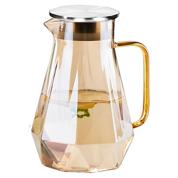 FOREVER 耐熱玻璃時尚鑽石紋不鏽鋼把手水壺 11 x 8 x 22cm 660g  玫瑰金  1.8L  1個