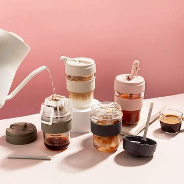 質感品味生活【Holoholo】TONTON GLASS 玻璃吸管杯 360ml (共三色可選) 環保 莫蘭迪色 實用 吸管杯 送禮推薦 生日禮物