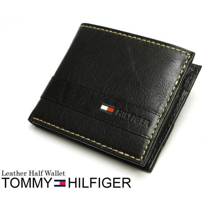 TOMMY HILFIGER トミーヒルフィガー 財布 本革 レザー ロゴ 二つ折り