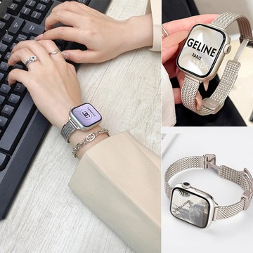 麥穗金屬錶帶 金屬手鏈 適用 Apple Watch 11 錶帶 s10 9 8 7 6 SE 蘋果手錶錶帶 42mm