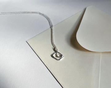 一銀勾勒【誰家的信封】999純銀/項鍊吊墜/銀黏土手作