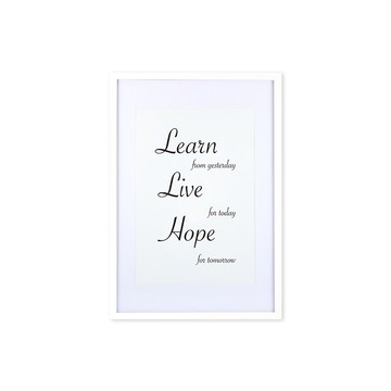 裝飾畫相框 Cursive Quote Learn Live Hope 白色框 63x43cm