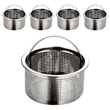 FANCY LIFE 不鏽鋼水槽過濾網 手提款  5個  銀色