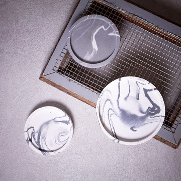 圓形・渲染水泥杯墊 / 礦石盤 水泥手作 礦石盤 收納盤