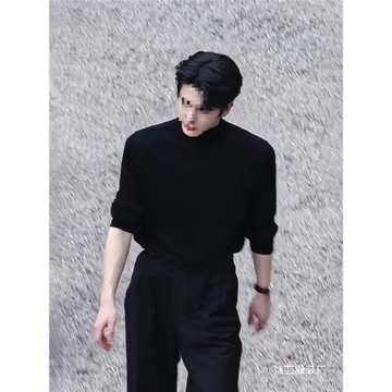 張凌赫同款黑色半高領德絨打底衫男秋冬韓系西裝內搭保暖長袖批發