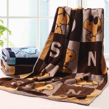 金號史努比男士浴巾純棉正面割絨反面毛圈全棉加大加厚柔軟舒適