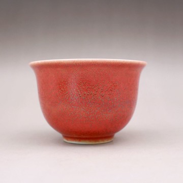 清康熙雞血紅釉茶杯 主人杯古玩收藏古董陶瓷器手工仿古老貨收藏