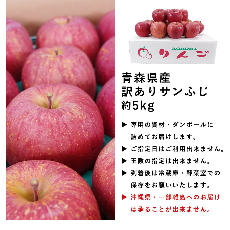 送料無料 青森県産 訳あり サンふじ ご家庭用約5kg 人気の訳ありリンゴ 家庭用 青森 青森産 訳あり サンふじ りんご 林檎 ふじ ks