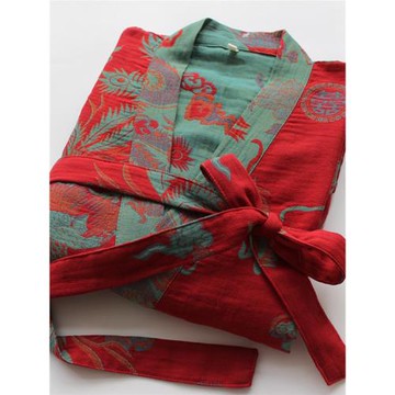 純棉情侶睡袍喜慶春秋薄款日系和服袍睡衣男女睡裙本命年結婚浴袍