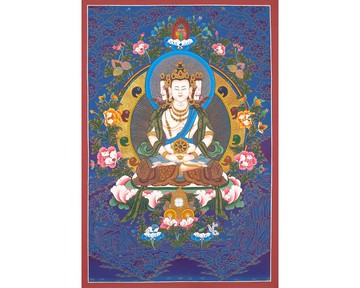 唐卡傳統  閃耀的毘盧遮那佛  智慧的永恆指引