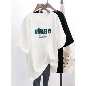 純棉上衣中長款韓版寬松大碼女裝減齡白色短袖t恤女時尚百搭夏季