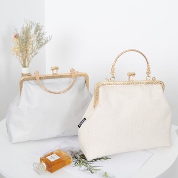 原創手工百搭斜挎包手拿單肩包手提大容量簡約鏈條包化妝口金女包