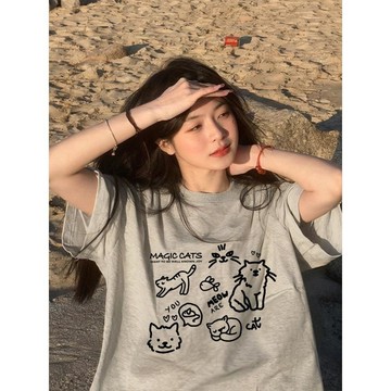 已售9642件💖赤道少女 純棉 短袖T恤 短袖上衣 oversize 潮牌衣服 設計感上衣 寬鬆上衣 韓系 夏天衣服