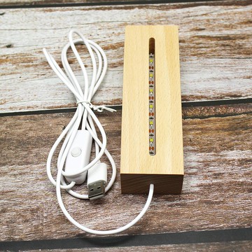 實木LED小夜燈底座木質氛圍水晶工藝品亞克力板發光底座木藝加工