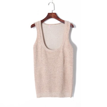 冬季新款女裝時尚韓版混色低圓領套頭上衣無袖寬松針織背心