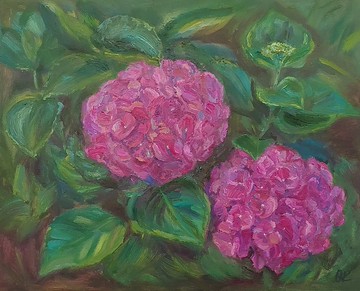 繡球花油畫花原創藝術