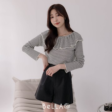 【1+1優惠】BeLLA 平口條紋上衣 簡約白
