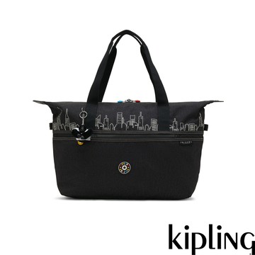 KIPLING | FRIENDS 曼哈頓黑大容量收納旅行袋-ART M FRIENDS